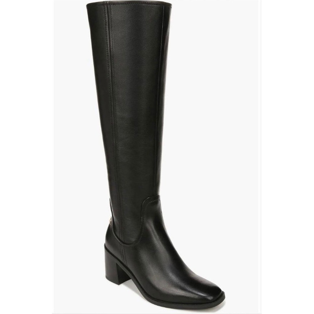 27 Edit Naturalizer Edda Black Leather Knee High Square Toe Block Heel Boots 9.5